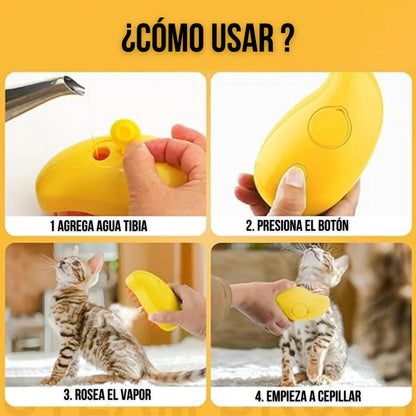 Cepillo Vaporizador 3 En 1 Para Mascotas